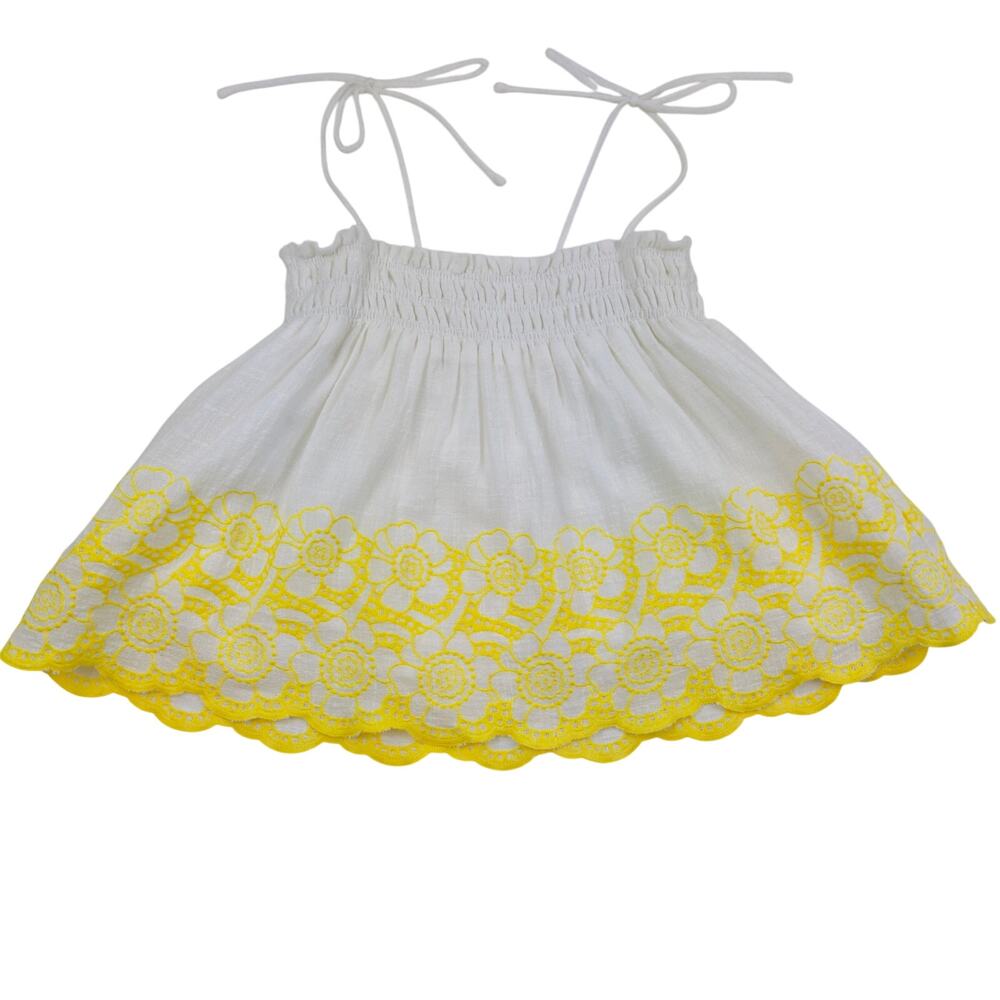 Mi Ami Cotton Textured Embroidered Flowy Boho Tie Strap Cropped Top Women's M